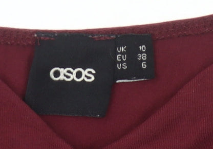 ASOS Womens Red Cropped Scoop Neck Slim Fit T-Shirt UK 10
