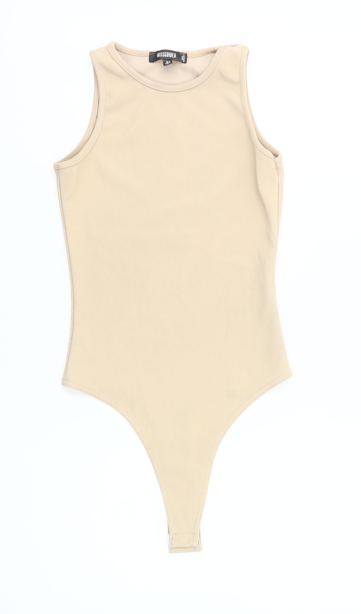 Missguided Women’s Beige Sleeveless Bodysuit Size 6 Slim Fit