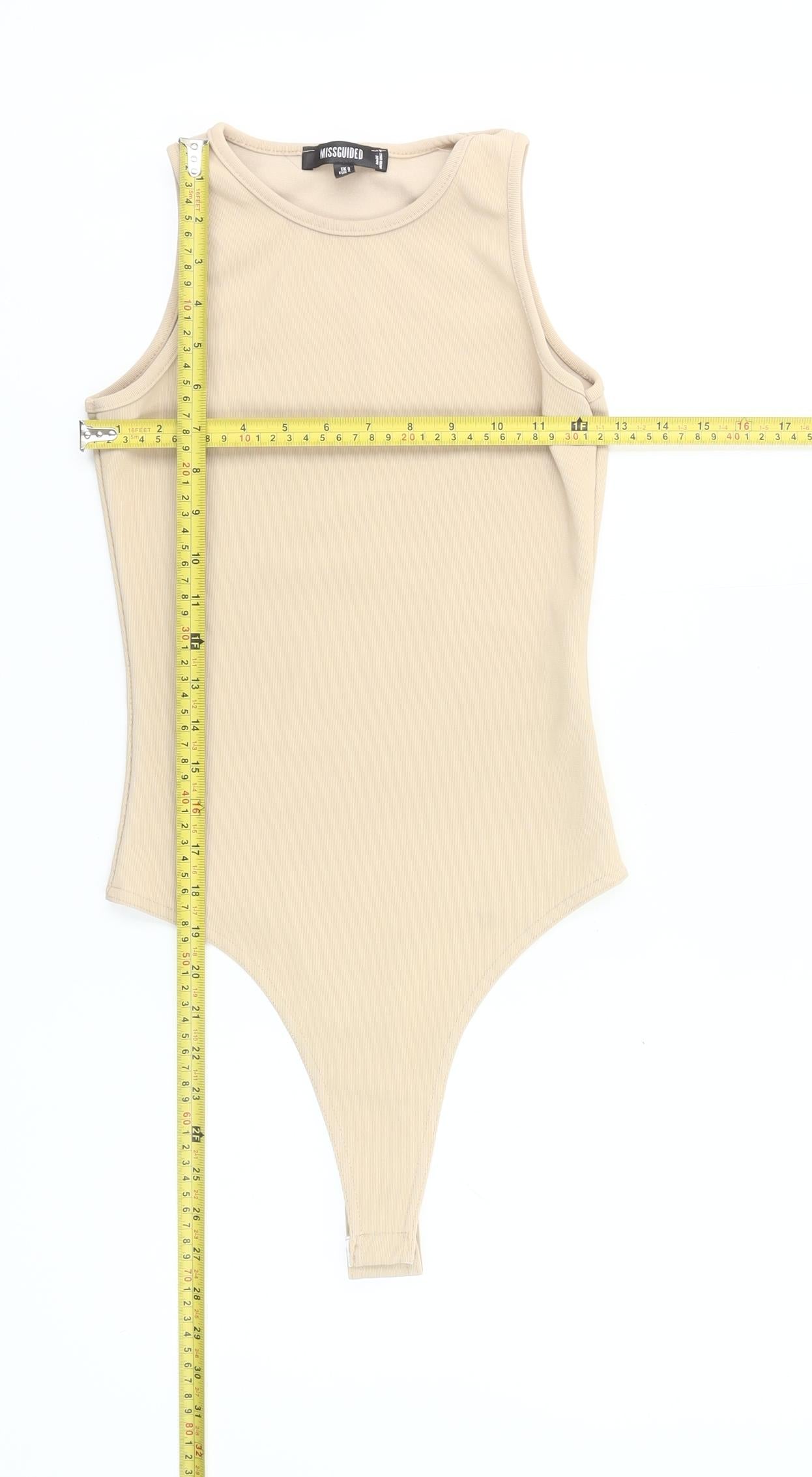 Missguided Women’s Beige Sleeveless Bodysuit Size 6 Slim Fit