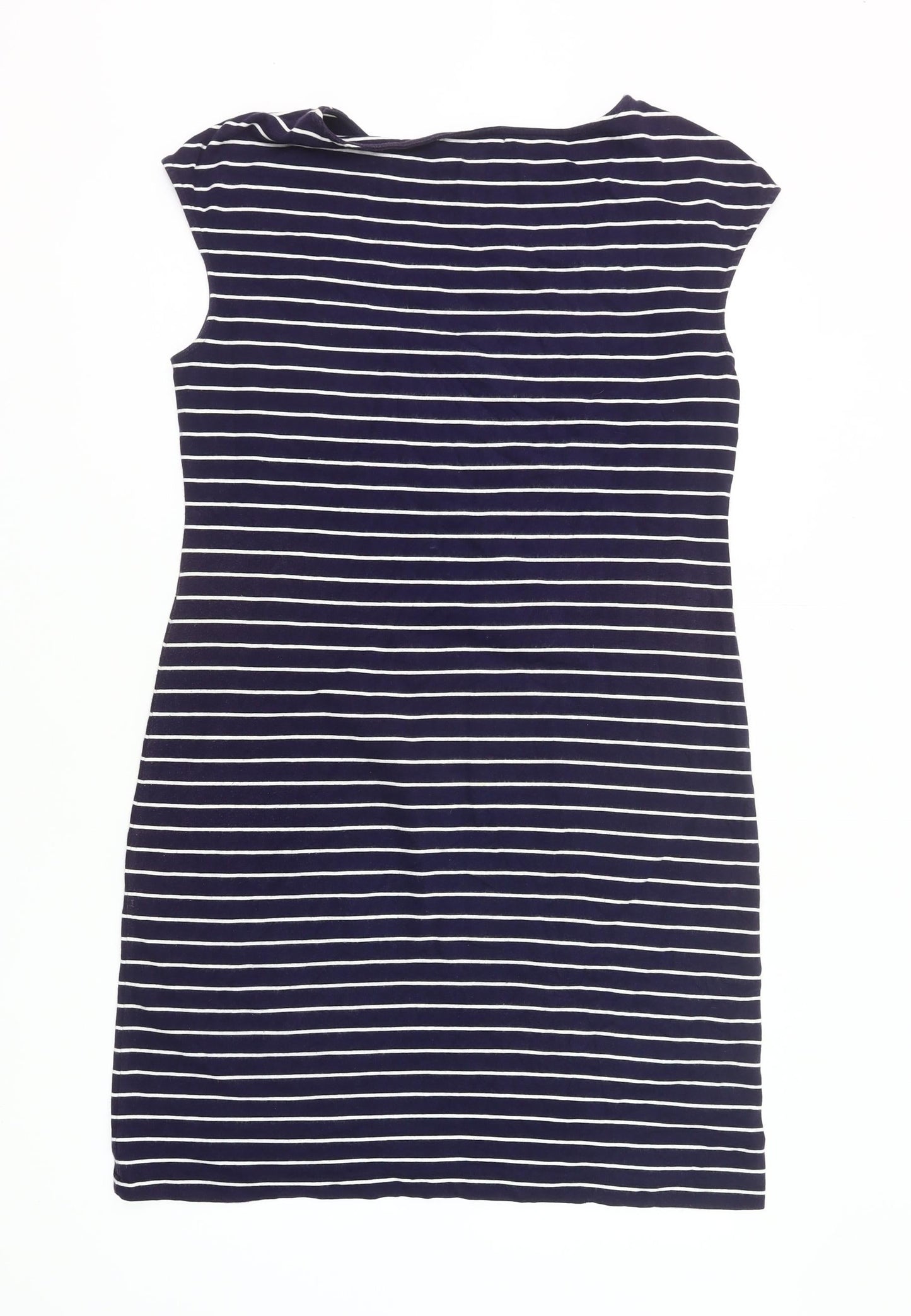 Ralph Lauren Womens Blue Striped Shift Dress M Stretch Casual