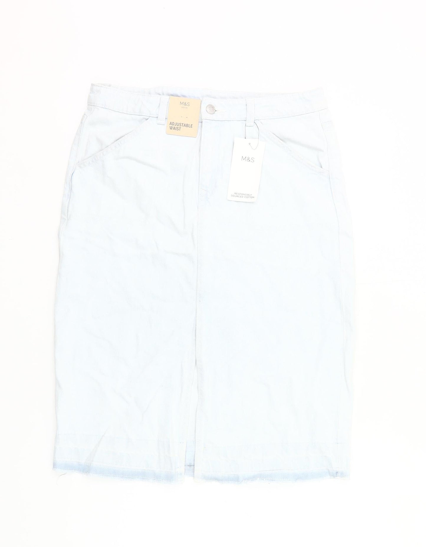 Marks and Spencer Girls Blue Denim Knee Length Pencil Skirt 13-14Y