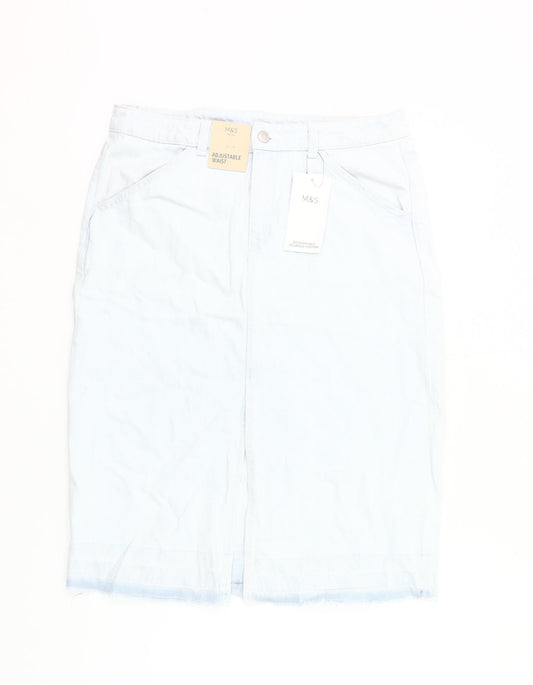 Marks and Spencer Girls Blue Denim Knee Length Pencil Skirt 13-14Y