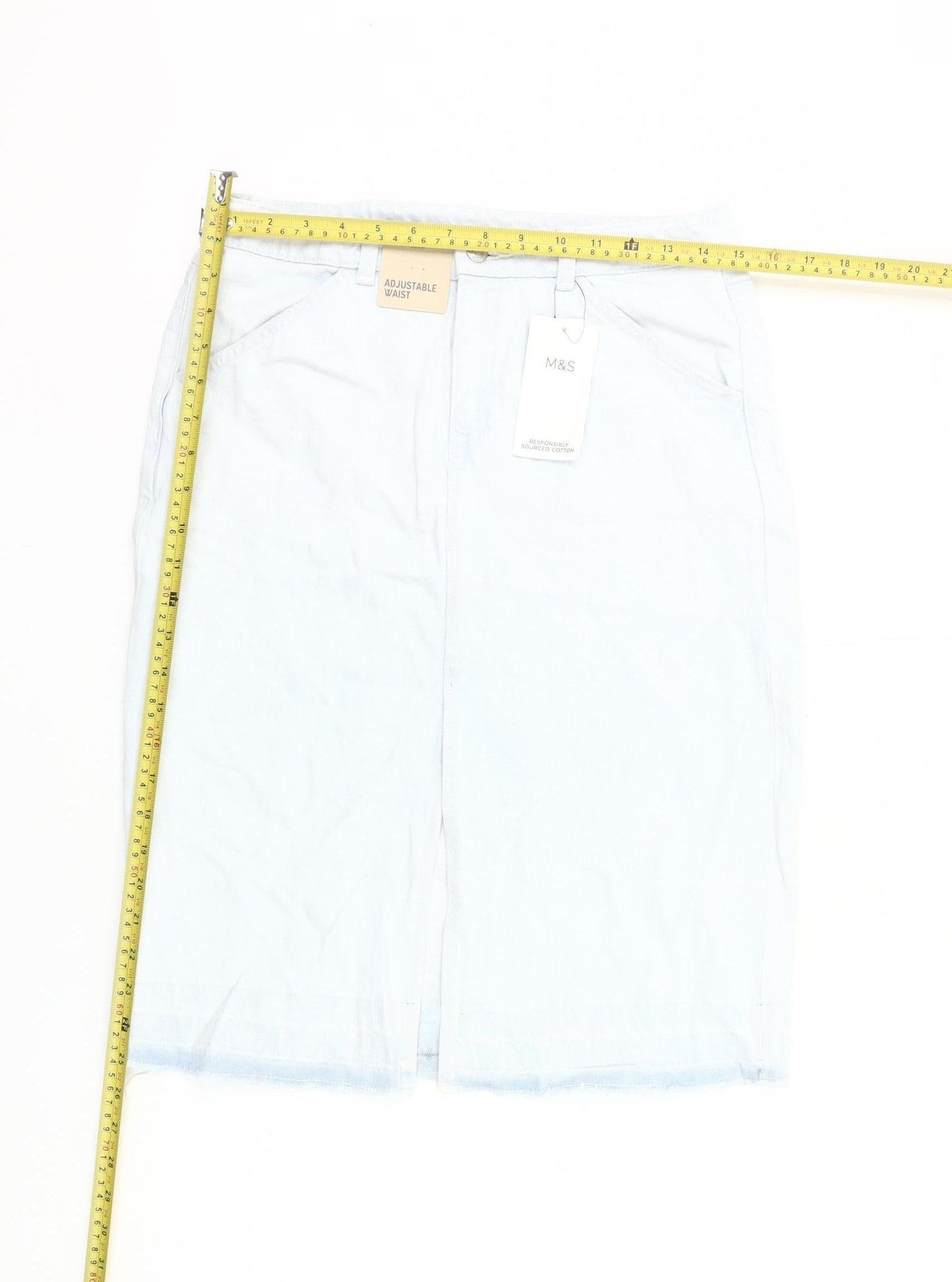 Marks and Spencer Girls Blue Denim Knee Length Pencil Skirt 13-14Y