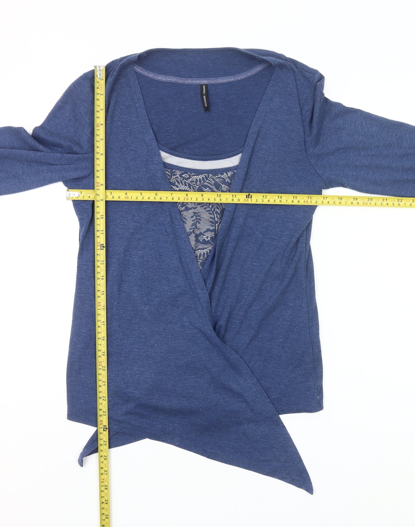 Marks and Spencer Women’s Blue Wrap Blouse UK 14 3/4 Sleeve