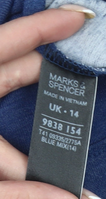 Marks and Spencer Women’s Blue Wrap Blouse UK 14 3/4 Sleeve