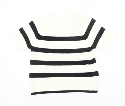 Selected Femme Women’s Black White Striped Pullover Jumper M