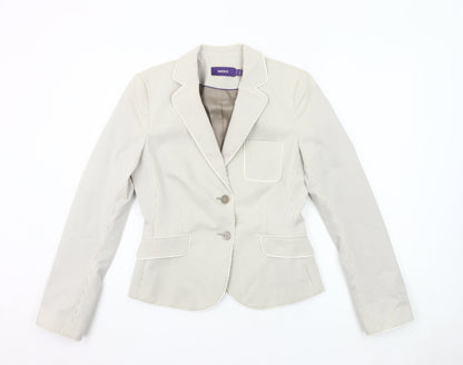 Mexx Women’s Beige Pinstripe Blazer Jacket Size 12 Tailored Workwear