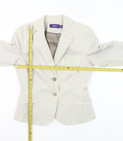 Mexx Women’s Beige Pinstripe Blazer Jacket Size 12 Tailored Workwear