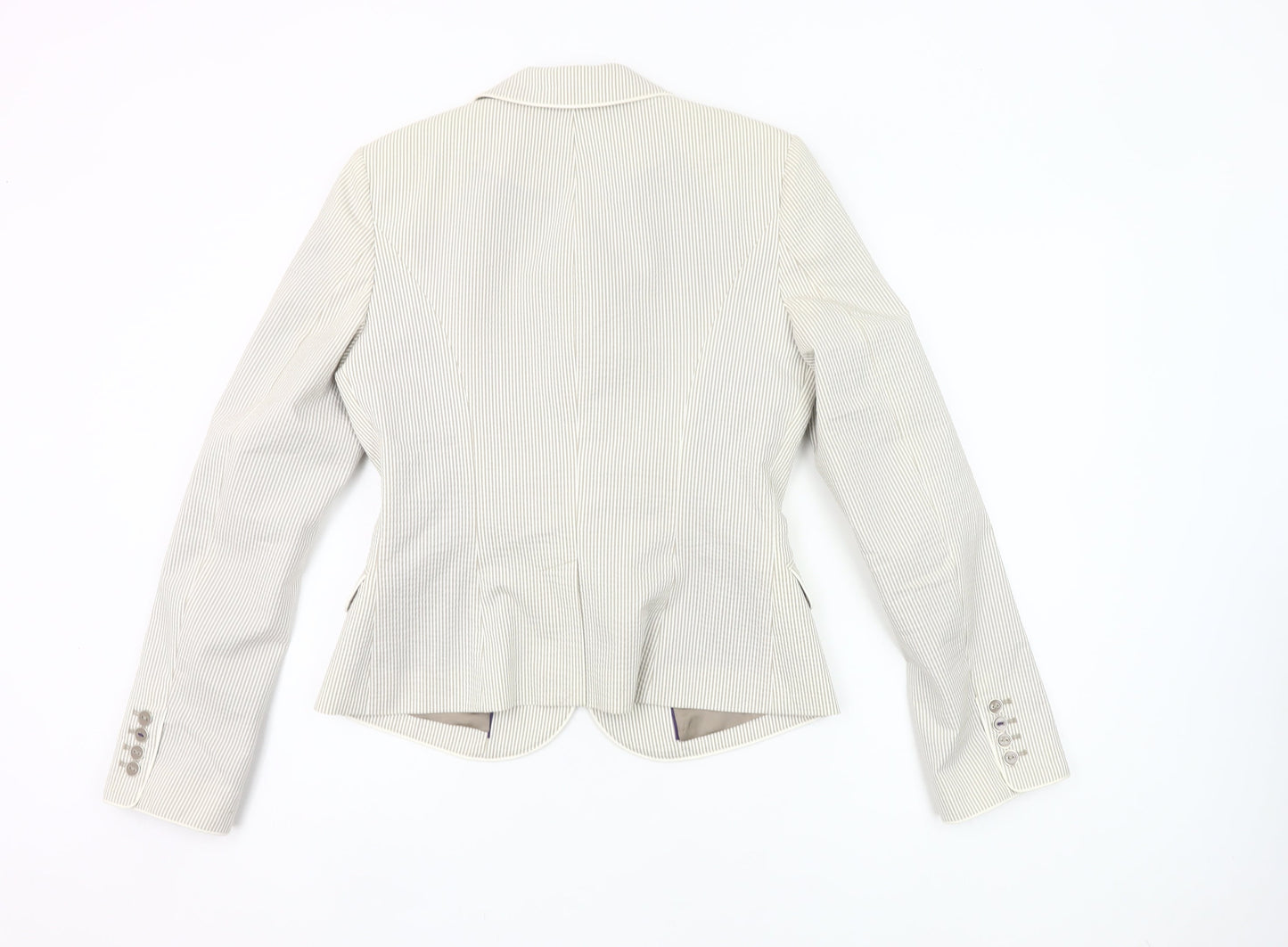 Mexx Women’s Beige Pinstripe Blazer Jacket Size 12 Tailored Workwear