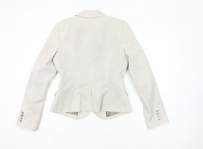 Mexx Women’s Beige Pinstripe Blazer Jacket Size 12 Tailored Workwear