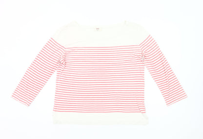 Hush Womens Pink White Striped Cotton 3/4 Sleeve T-Shirt M