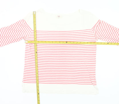 Hush Womens Pink White Striped Cotton 3/4 Sleeve T-Shirt M