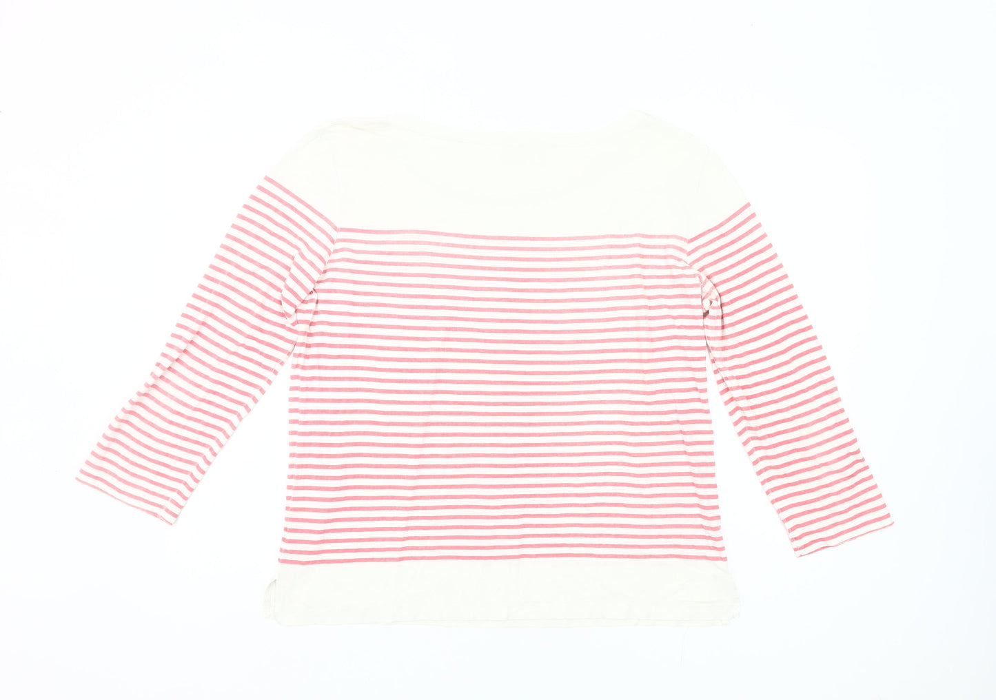 Hush Womens Pink White Striped Cotton 3/4 Sleeve T-Shirt M