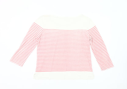 Hush Womens Pink White Striped Cotton 3/4 Sleeve T-Shirt M