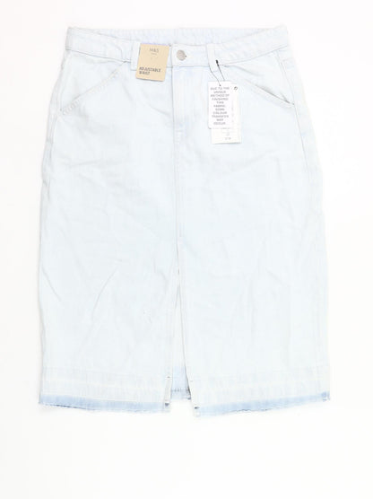Marks and Spencer Girls Blue Denim Straight Skirt 13-14 Years Knee-Length