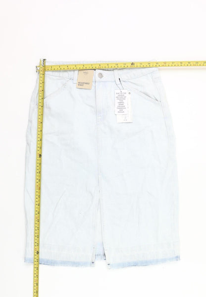 Marks and Spencer Girls Blue Denim Straight Skirt 13-14 Years Knee-Length