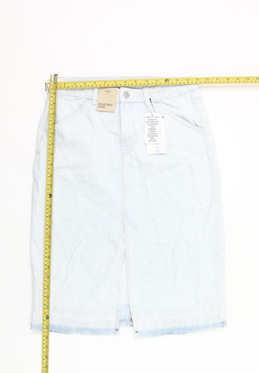 Marks and Spencer Girls Blue Denim Straight Skirt 13-14 Years Knee-Length