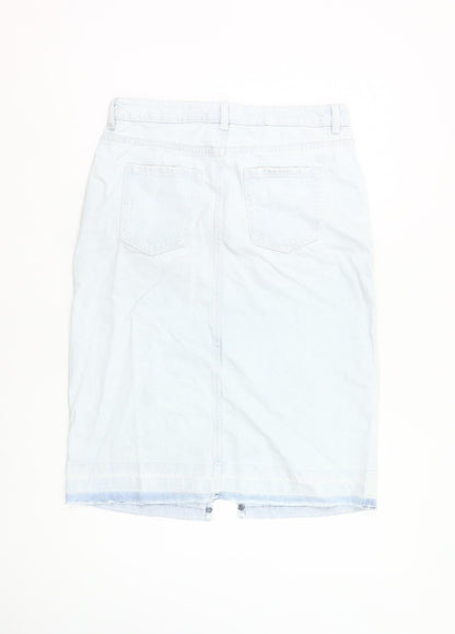 Marks and Spencer Girls Blue Denim Straight Skirt 13-14 Years Knee-Length