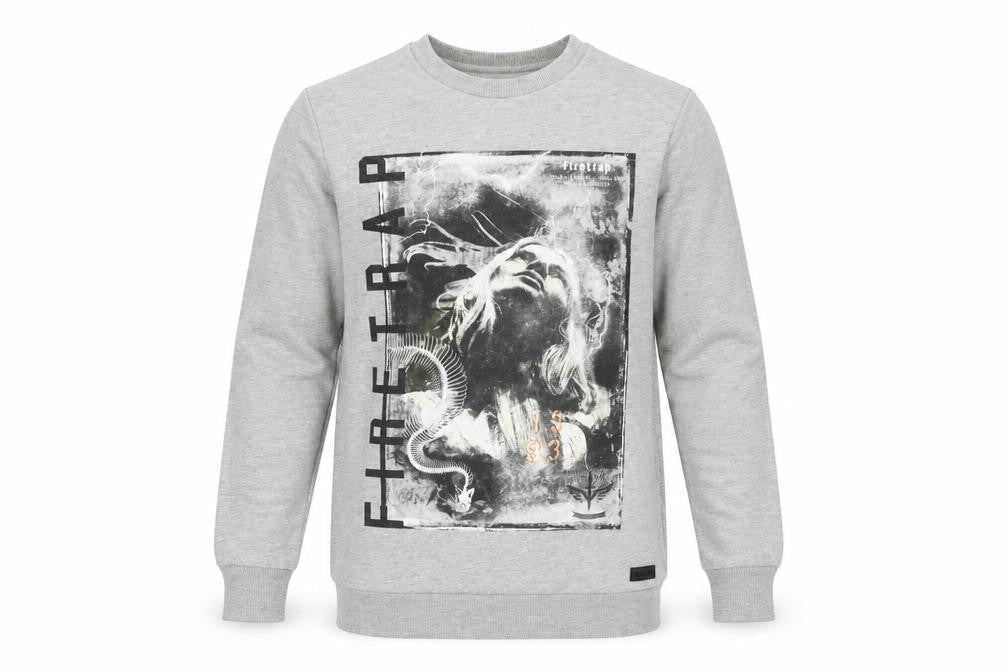 Mens UK Size S Firetrap Grey Pullover Sweatshirt