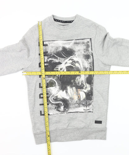 Mens UK Size S Firetrap Grey Pullover Sweatshirt