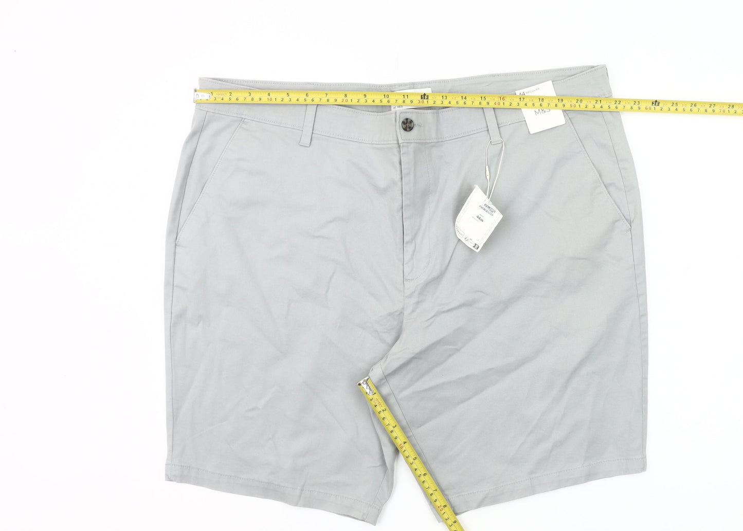 Marks and Spencer Men’s Grey 44 Chino Shorts Cotton Stretch