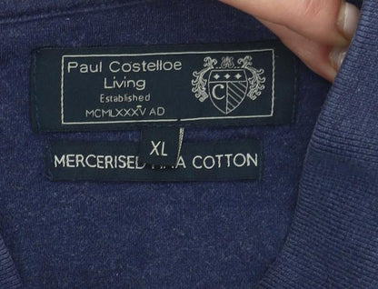 Paul Costelloe Men’s Blue XL Cotton Polo Shirt Short Sleeve