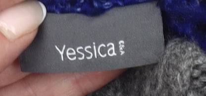 Yessica Womens Grey Pink Blue Roll Neck Striped Pullover Jumper M