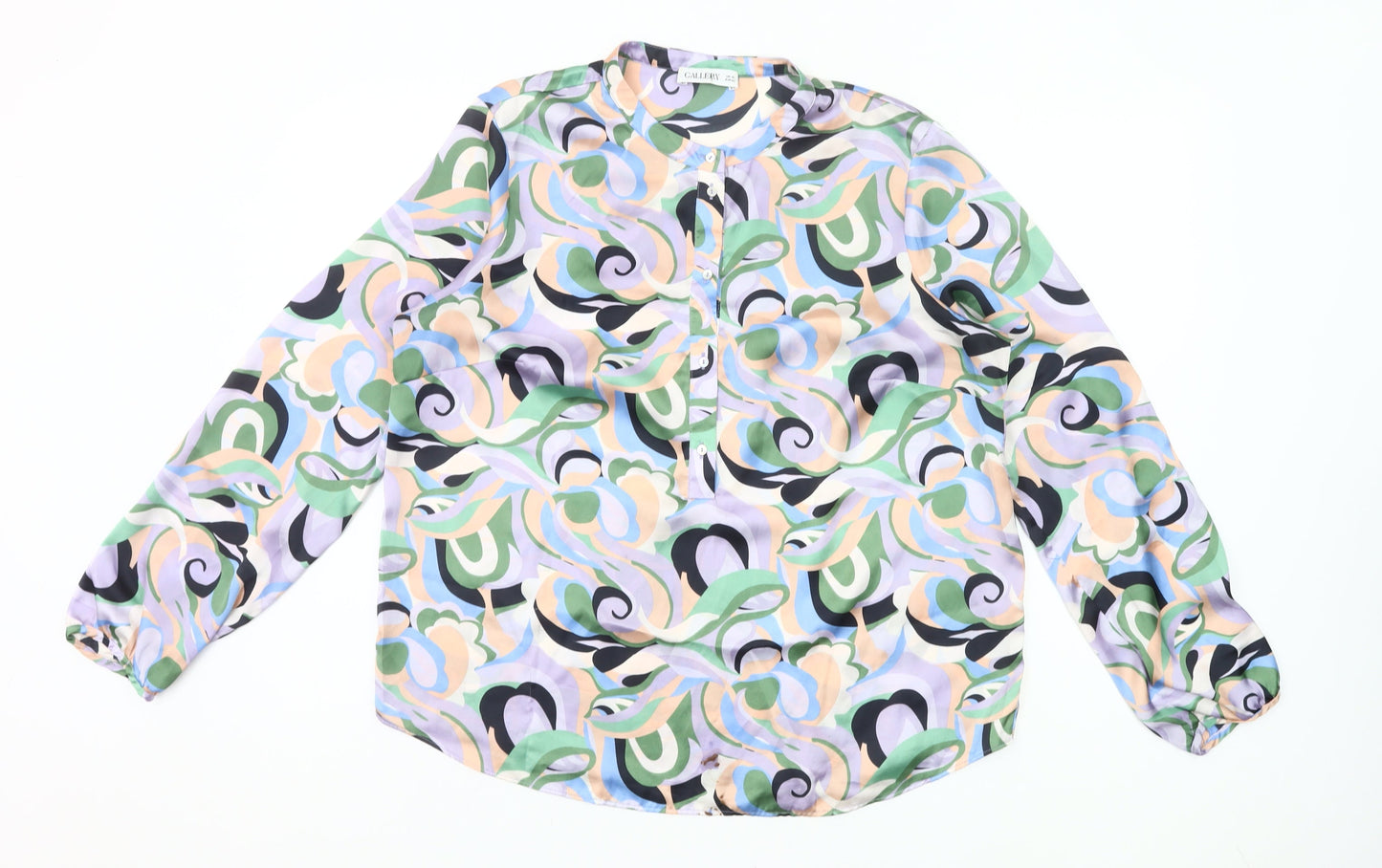 Gallery Women’s Multicoloured Blouse Size 14 Retro Geometric Long Sleeve