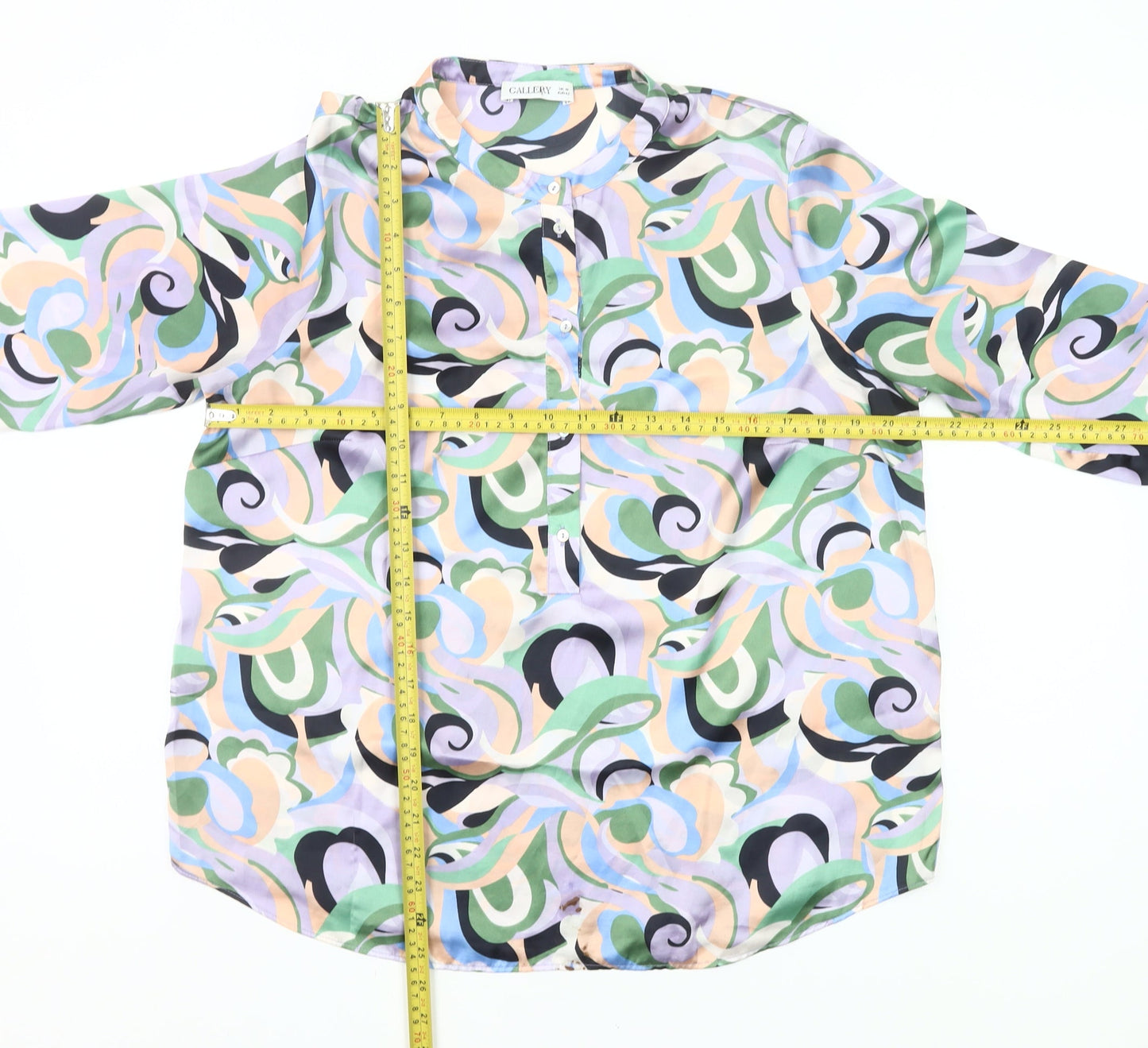 Gallery Women’s Multicoloured Blouse Size 14 Retro Geometric Long Sleeve