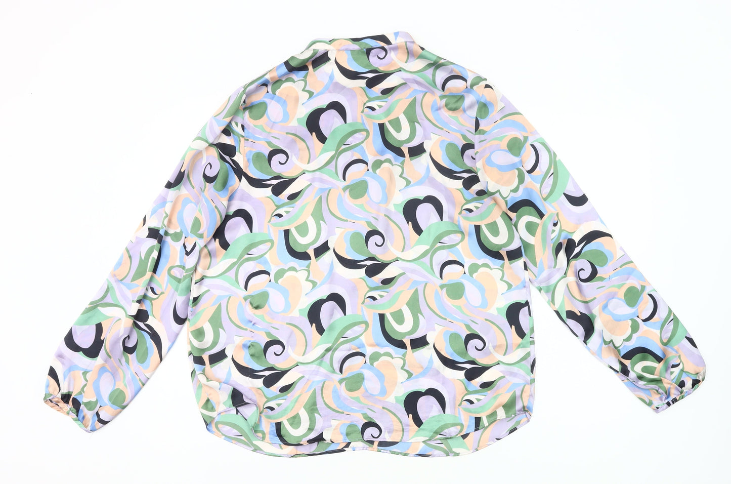 Gallery Women’s Multicoloured Blouse Size 14 Retro Geometric Long Sleeve