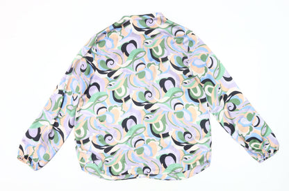 Gallery Women’s Multicoloured Blouse Size 14 Retro Geometric Long Sleeve