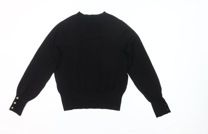 H&M Women's Black Crew Neck Pullover Jumper Size S Long Sleeve