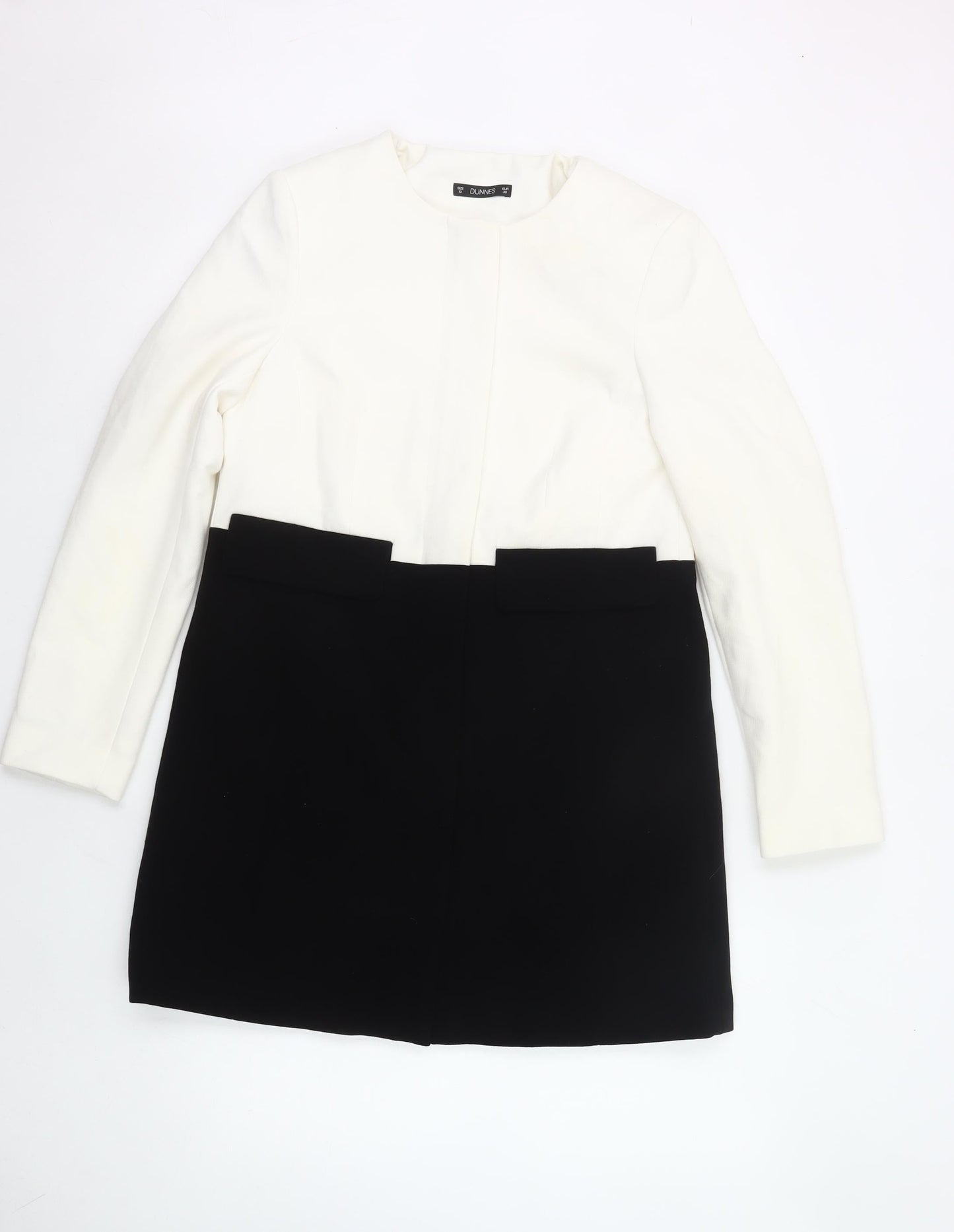 Dunnes Women’s Black White Colourblock Coat Size 10 Workwear