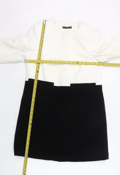 Dunnes Women’s Black White Colourblock Coat Size 10 Workwear