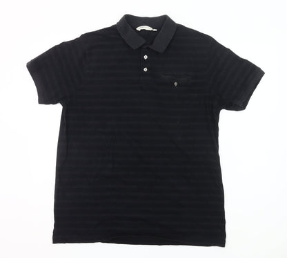 Kangaroo Poo Men’s Black Striped 2XL Polo Shirt Cotton Blend