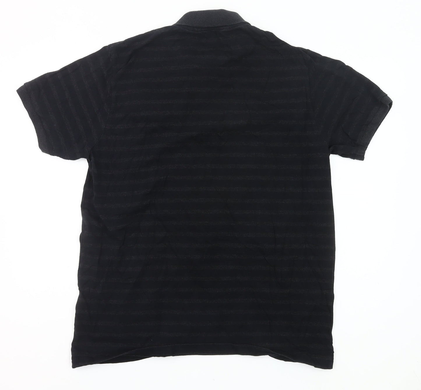 Kangaroo Poo Men’s Black Striped 2XL Polo Shirt Cotton Blend
