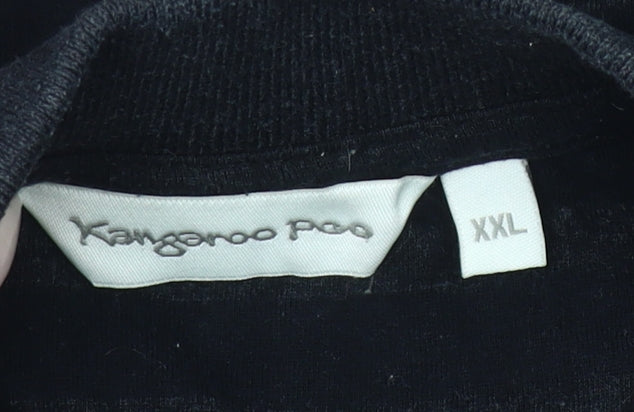 Kangaroo Poo Men’s Black Striped 2XL Polo Shirt Cotton Blend
