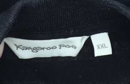 Kangaroo Poo Men’s Black Striped 2XL Polo Shirt Cotton Blend