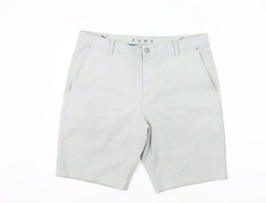 Puma Mens Grey Chino Shorts Size 24 Regular Fit Casual Summer