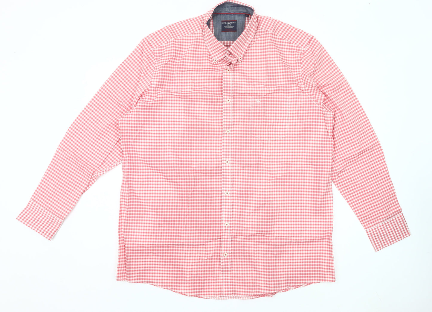 Casa Moda Men's Red Check Button-Down XL Shirt Long Sleeve Cotton