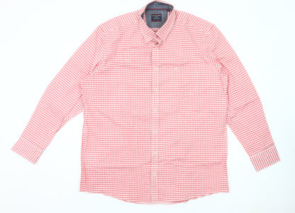 Casa Moda Men's Red Check Button-Down XL Shirt Long Sleeve Cotton