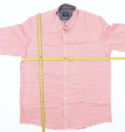 Casa Moda Men's Red Check Button-Down XL Shirt Long Sleeve Cotton