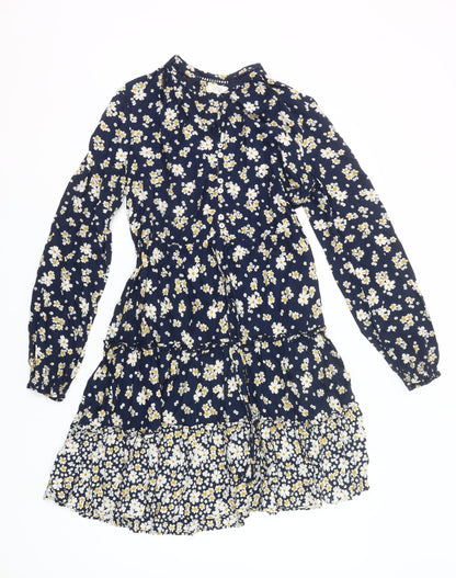 Fat Face Women’s Blue Floral Shirt Dress UK 10 Knee Length Viscose