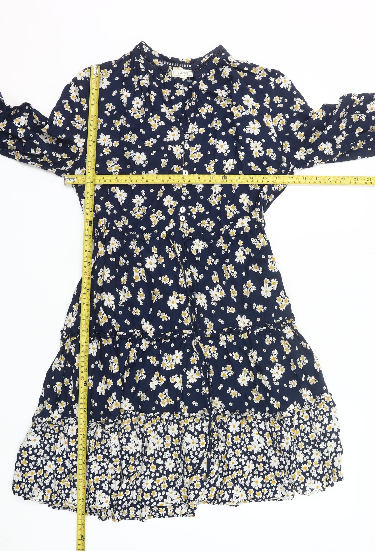 Fat Face Women’s Blue Floral Shirt Dress UK 10 Knee Length Viscose