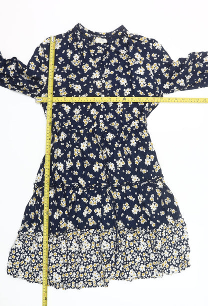 Fat Face Women’s Blue Floral Shirt Dress UK 10 Knee Length Viscose