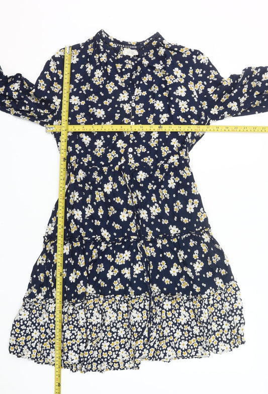 Fat Face Women’s Blue Floral Shirt Dress UK 10 Knee Length Viscose