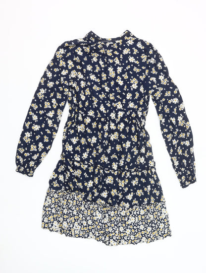 Fat Face Women’s Blue Floral Shirt Dress UK 10 Knee Length Viscose