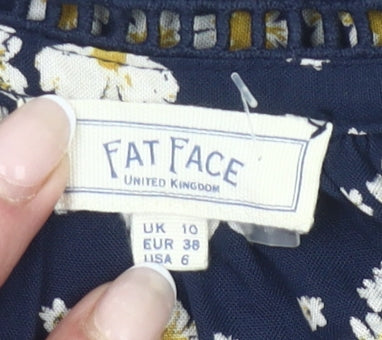 Fat Face Women’s Blue Floral Shirt Dress UK 10 Knee Length Viscose