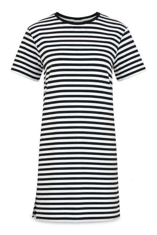 Noisy May Women’s Black White Striped T-Shirt Dress M