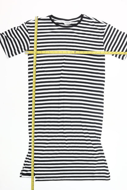 Noisy May Women’s Black White Striped T-Shirt Dress M